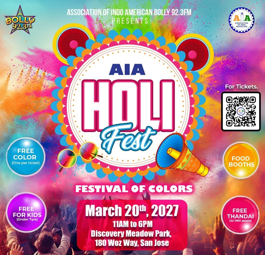 Association Of Indo Americans And Bolly 92 3 Fm Announce Grand Aia Holi Fest 2027 In San Jose 