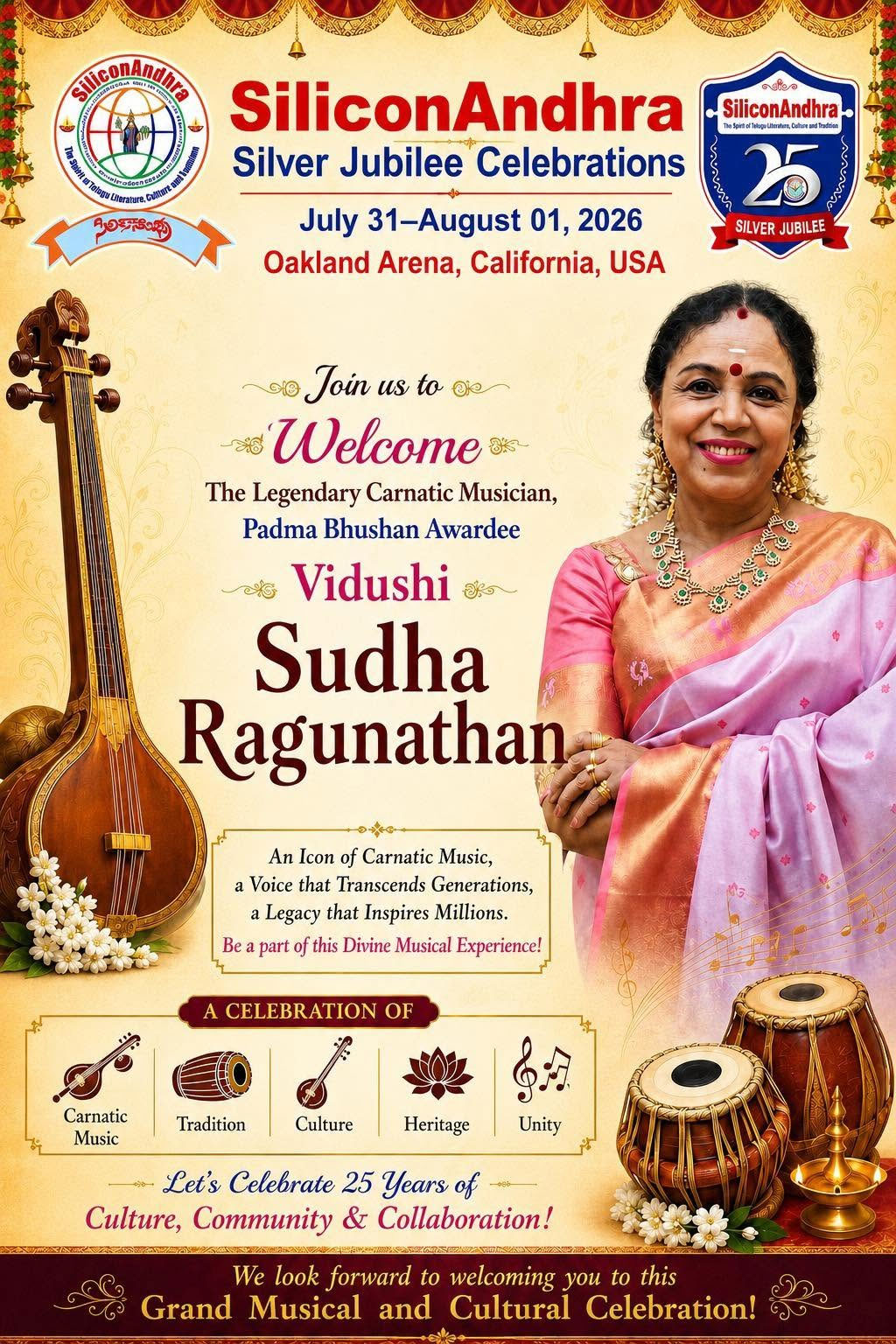 Siliconandhra To Celebrate Silver Jubilee In California With Musical Extravaganza 