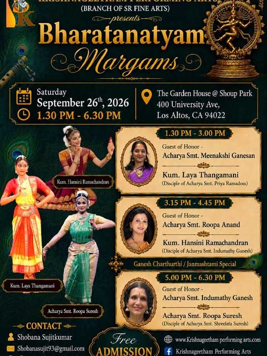 Krishnageetham Performing Arts Presents Bharatanatyam Margams Triple Header 