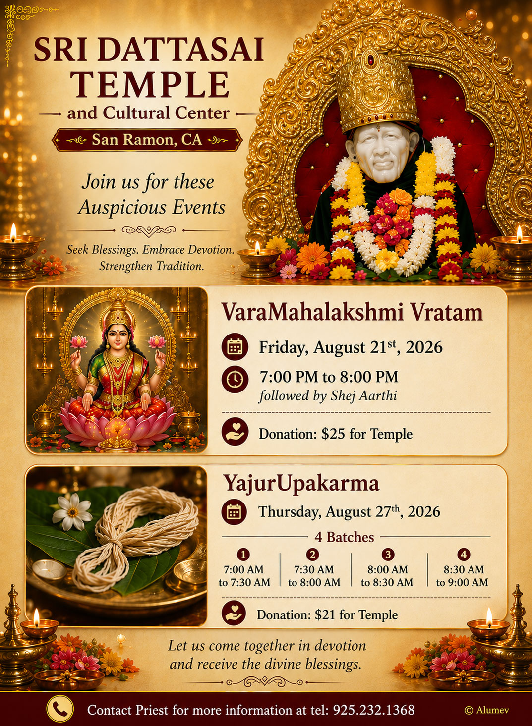 Sri Dattasai Temple And Cultural Center Announces Upcoming Yajur Upakarma 