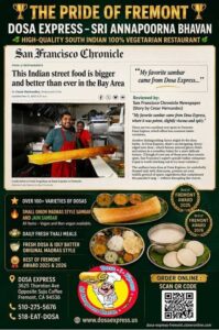 Dosa Express – Sri Annapurna Bhavan Featured in San Francisco Chronicle for Exceptional South Indian Street Food
