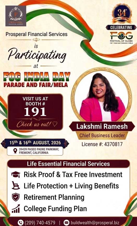 Prosperal Financial Services At 34th Annual Fog India Day Parade Fair Mela 