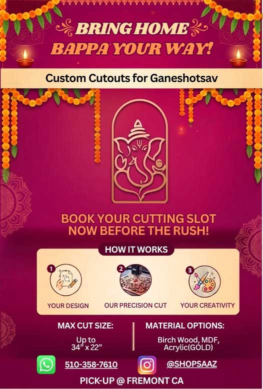 Custom Ganeshotsav Cutouts Services Offered By Shop Saaz In Fremont Ca 