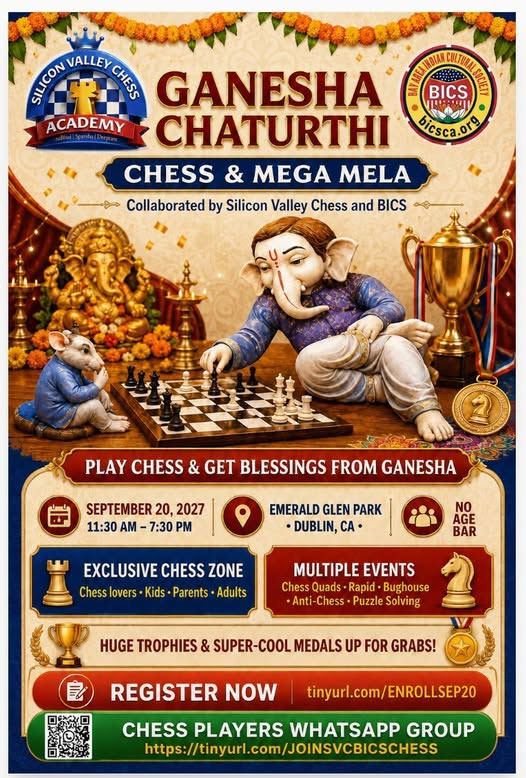 Silicon Valley Chess Academy and BICS Announce “Ganesha Chaturthi Chess & Mega Mela”