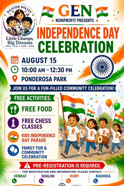 Gen Nonprofit Presents Independence Day Celebration On August 15 At Ponderosa Park 