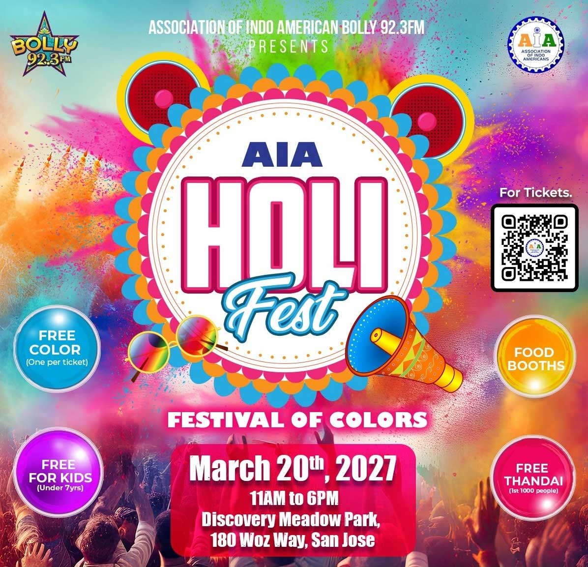 Association Of Indo Americans And Bolly 92 3 Fm Present Aia Holi Fest 2027 