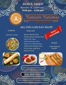 Namaste Natomas Introduces Unlimited Dosa Night Every Monday and Thursday