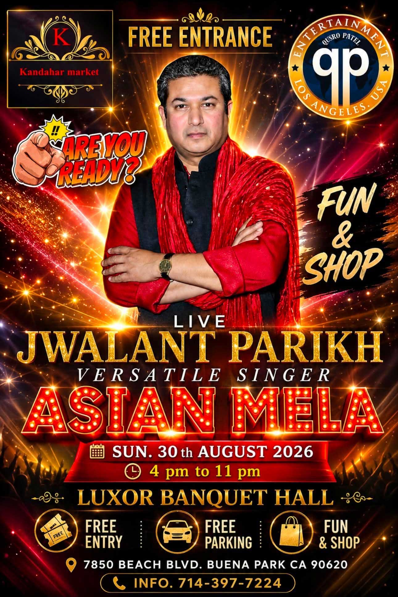 Luxor Banquet Hall To Host Asian Mela Featuring Live Performance By Singer Jwalant Parikh 