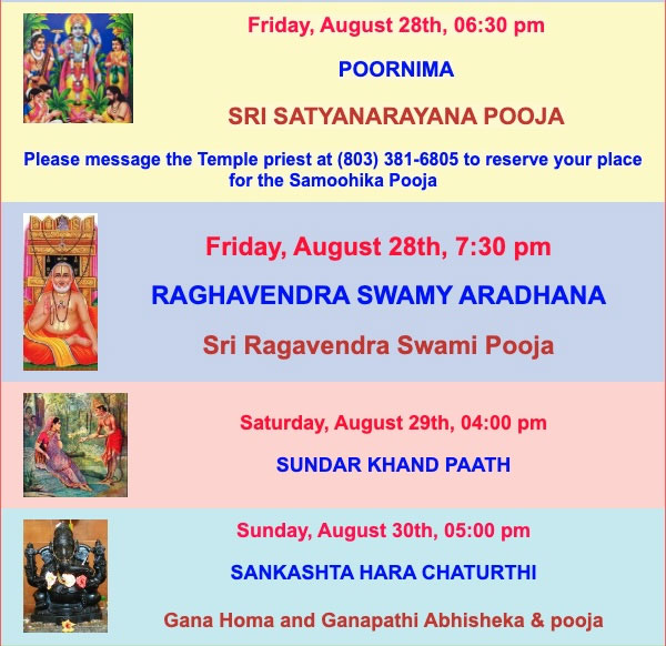Upcoming Special Poojas And Religious Events At Sanatana Dharma Kendra 