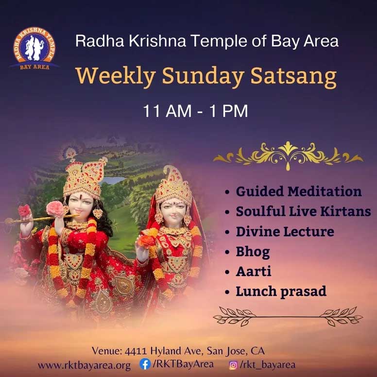 Weekly Sunday Satsang At Radha Krishna Temple Of Bay Area 