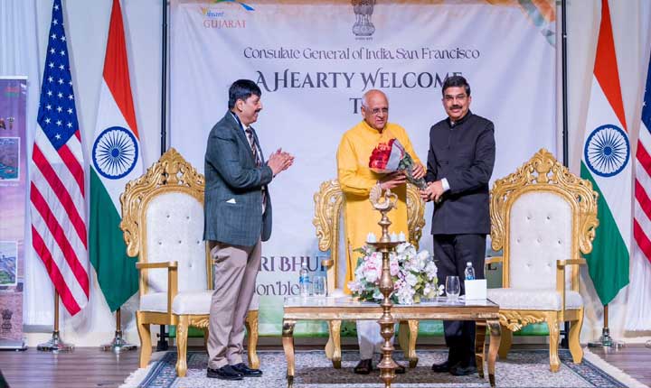 Consul General Dr K Srikar Reddy Welcomes Gujarat Chief Minister At Fremont Community Reception 