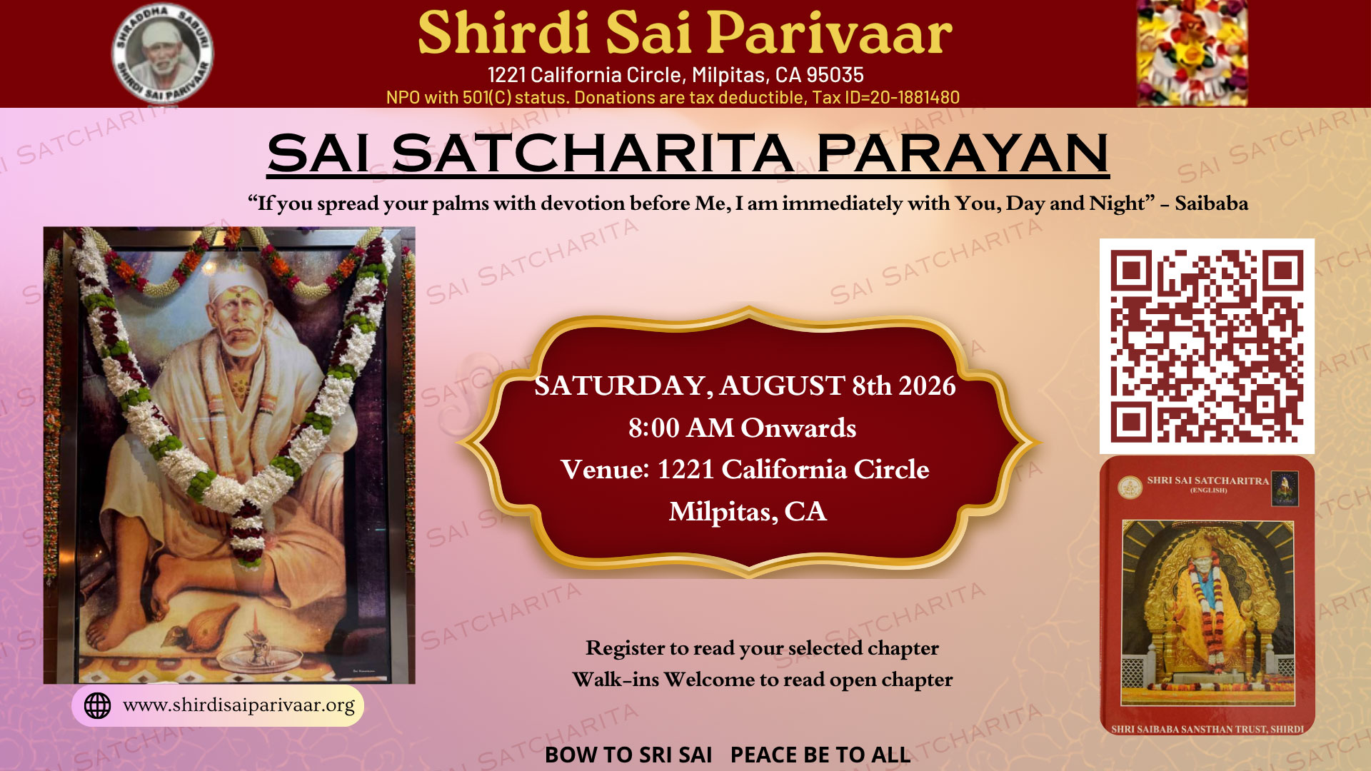 Shirdi Sai Parivaar Organizes Sai Satcharita Parayan In Milpitas Ca 