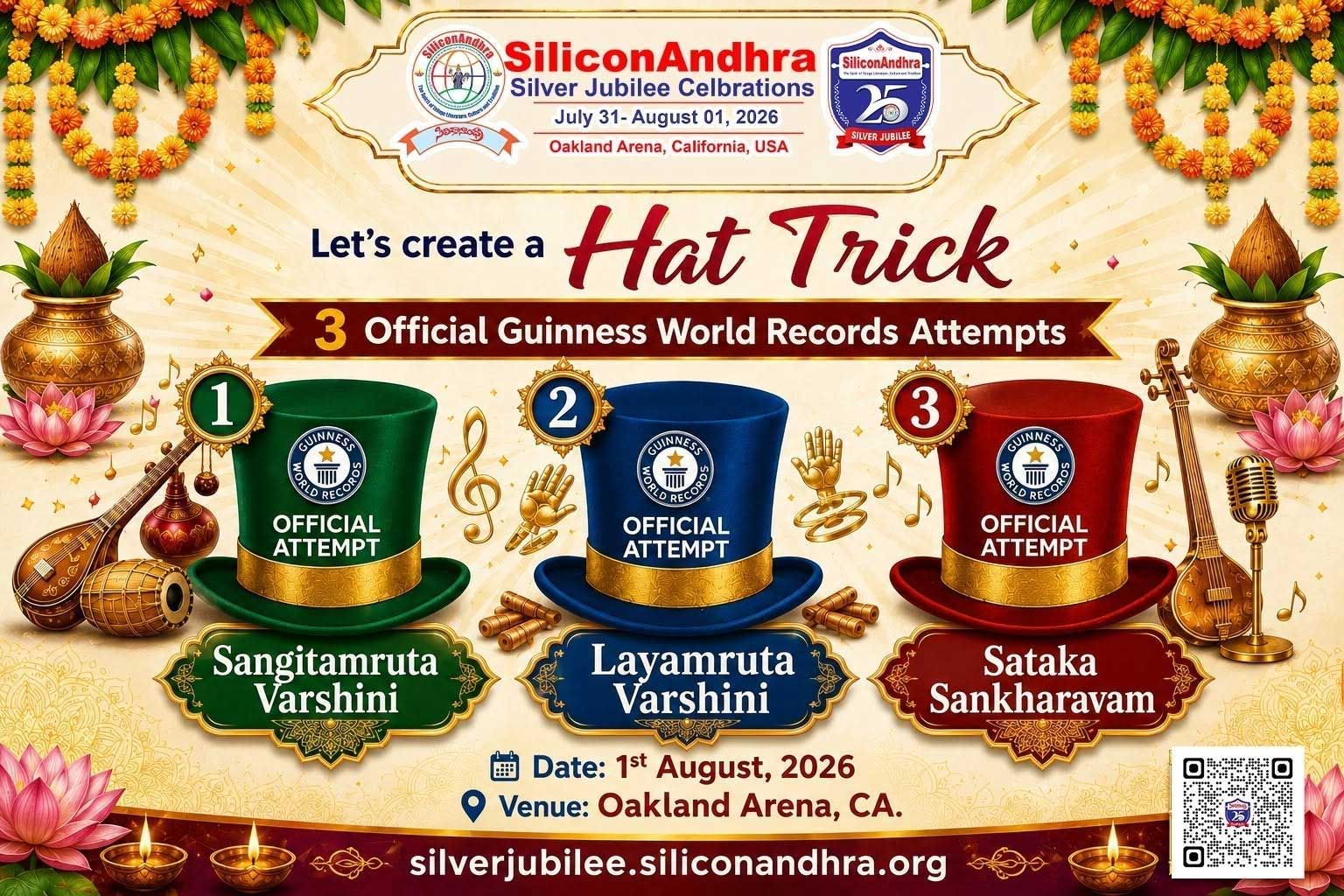 Siliconandhra Silver Jubilee Aiming For A Historic Guinness World Records Hat Trick In California 