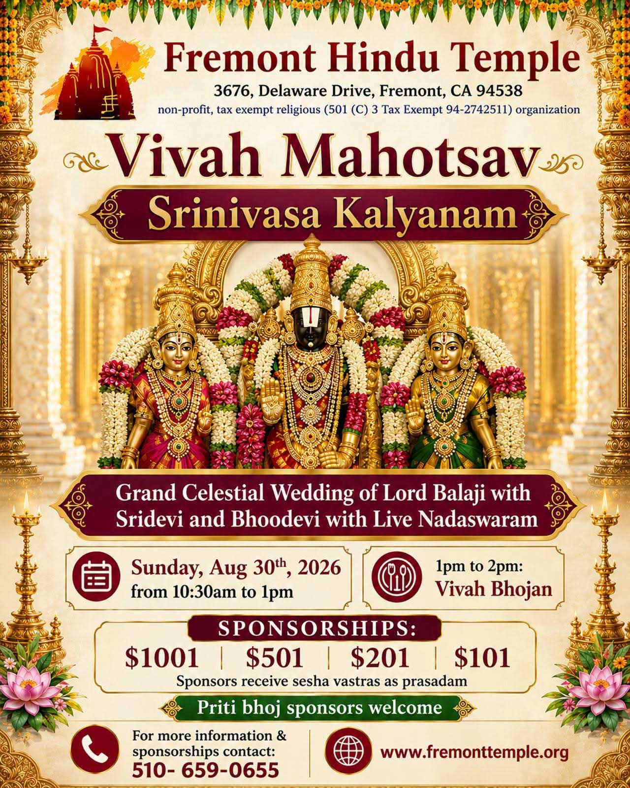 Vivah Mahotsav And Srinivasa Kalyanam At Fremont Hindu Temple 