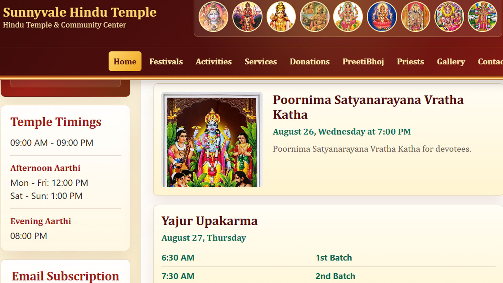 Sunnyvale Hindu Temple Announces Upcoming Community And Festival Events 