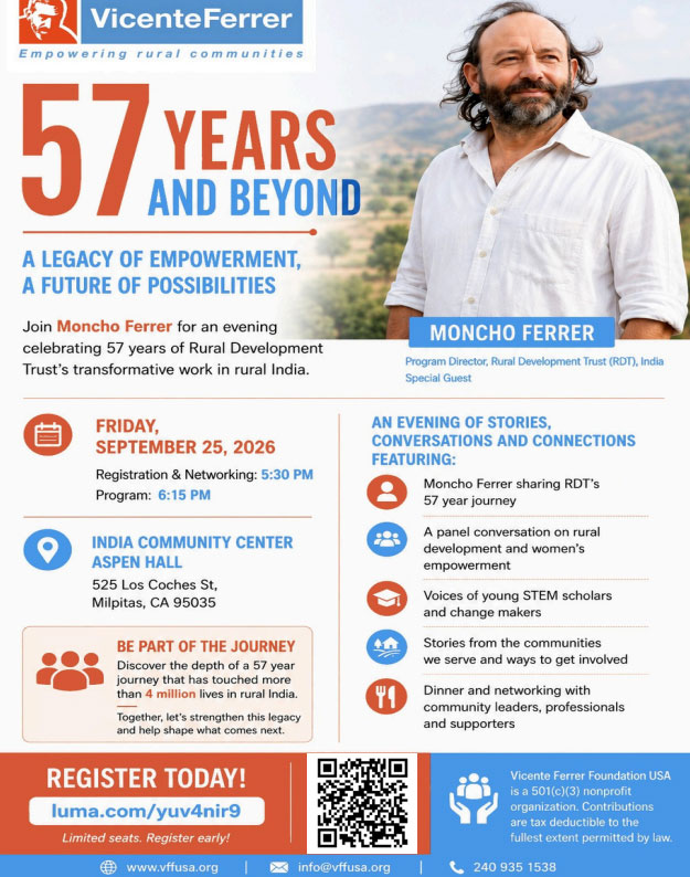Vicente Ferrer Foundation USA to Host 57th Anniversary Celebration in Milpitas