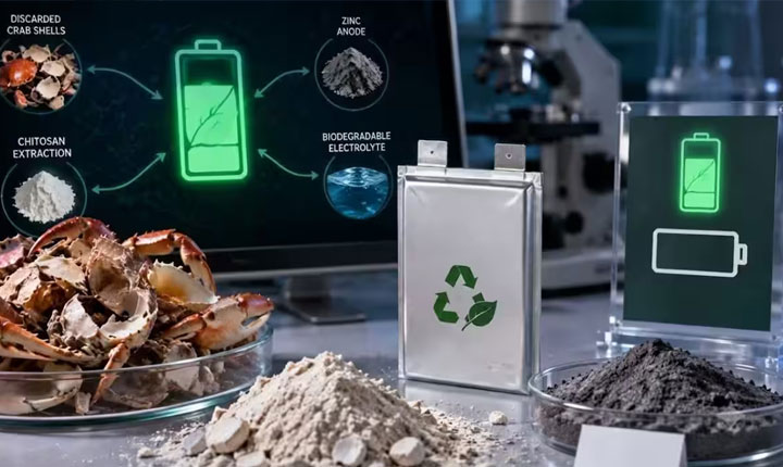 Maryland University Scientists Develop Eco Friendly Zinc Chitosan Battery Using Crab Shells 