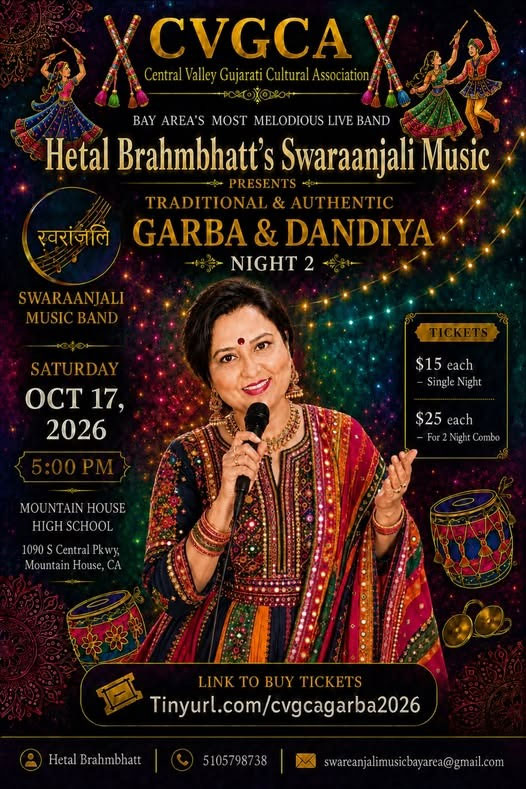 Central Valley Gujarati Cultural Association Announces Traditional Garba And Dandiya Night 2 