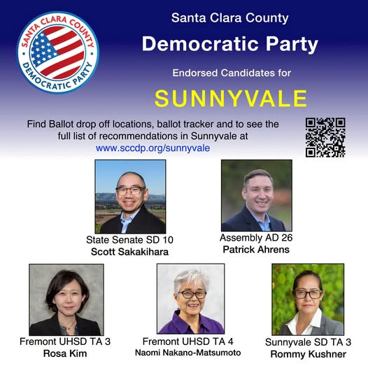 Santa Clara County Democratic Party Announces Endorsed Candidates For Sunnyvale 