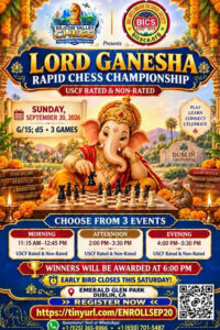 Silicon Valley Chess and BICS Announce Lord Ganesha Rapid Chess Championship for September 20, 2026