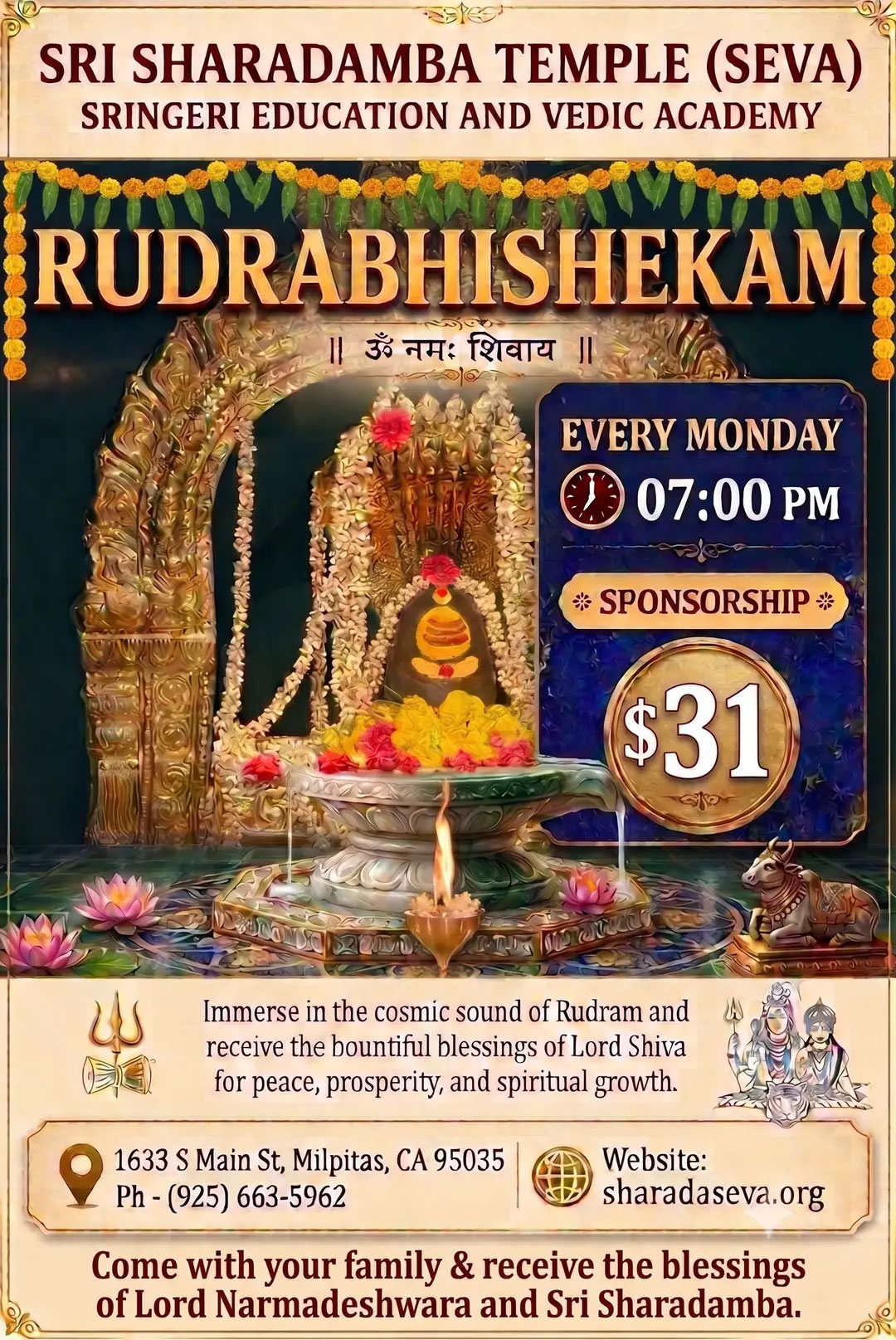 Sri Sharadamba Temple Seva Weekly Rudrabhishekam 