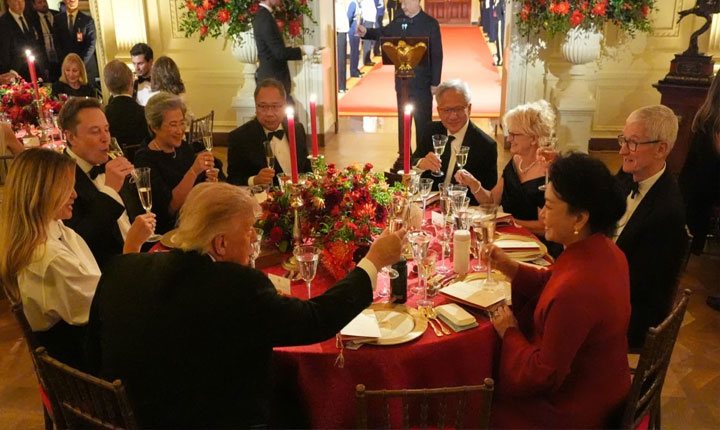 Tech Titans Attend Trumps State Dinner For Xi Jinping Golden Eagle Gifted To Chinese President 