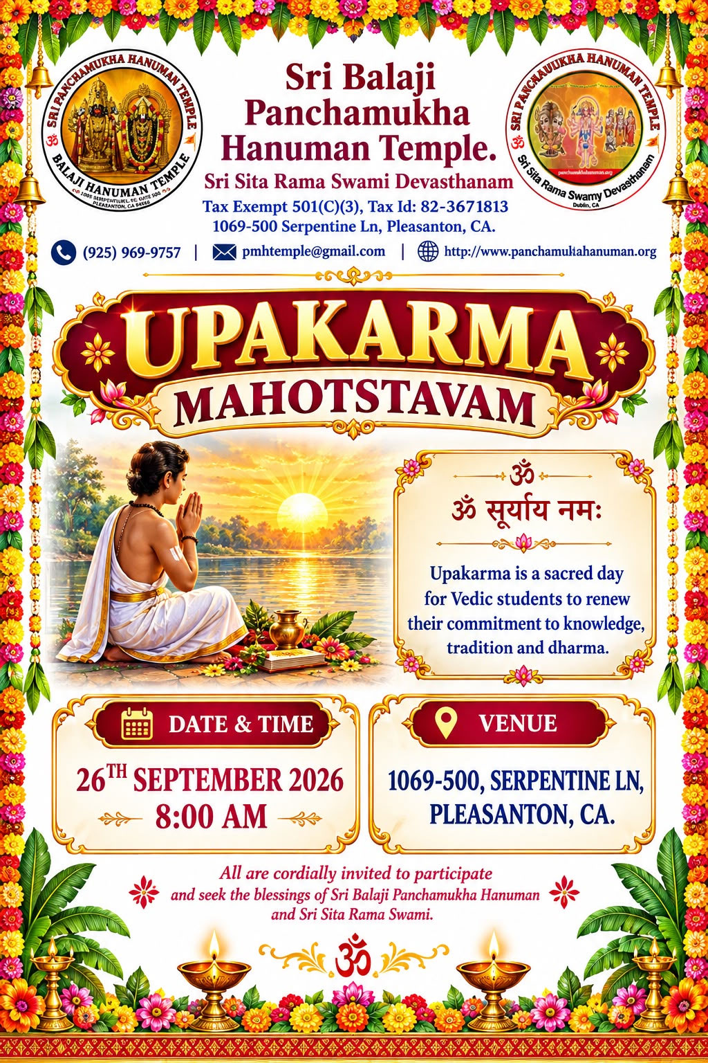 Upakarma Mahotsavam Celebrations At Sri Balaji Panchamukha Hanuman Temple 