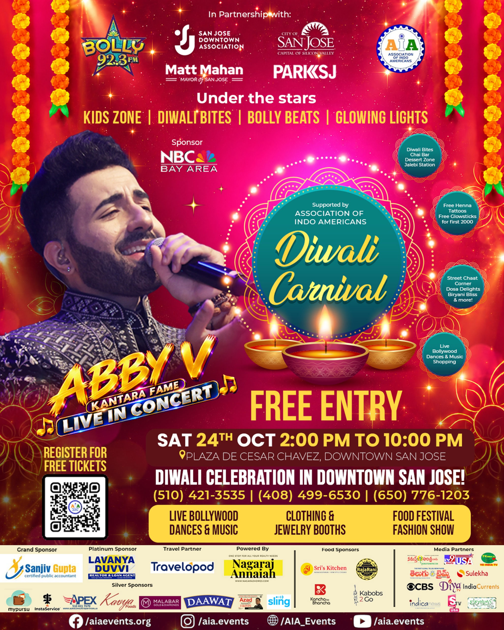 Aia Announces Diwali Carnival Under The Stars In Downtown San Jose Featuring Abby V Live Concert 