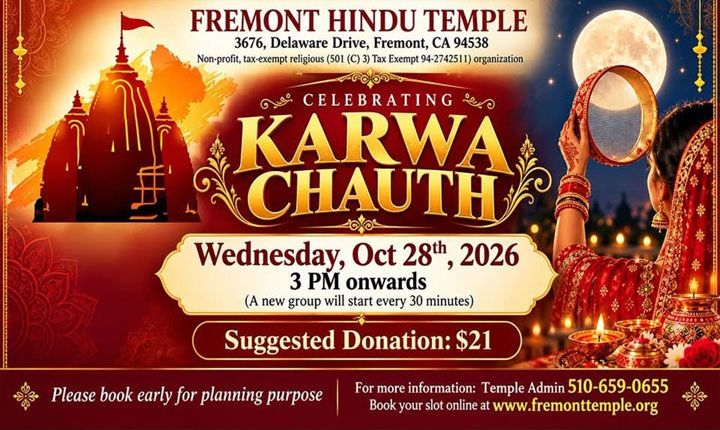 Fremont Hindu Temple To Celebrate Karwa Chauth On October 28 2026 