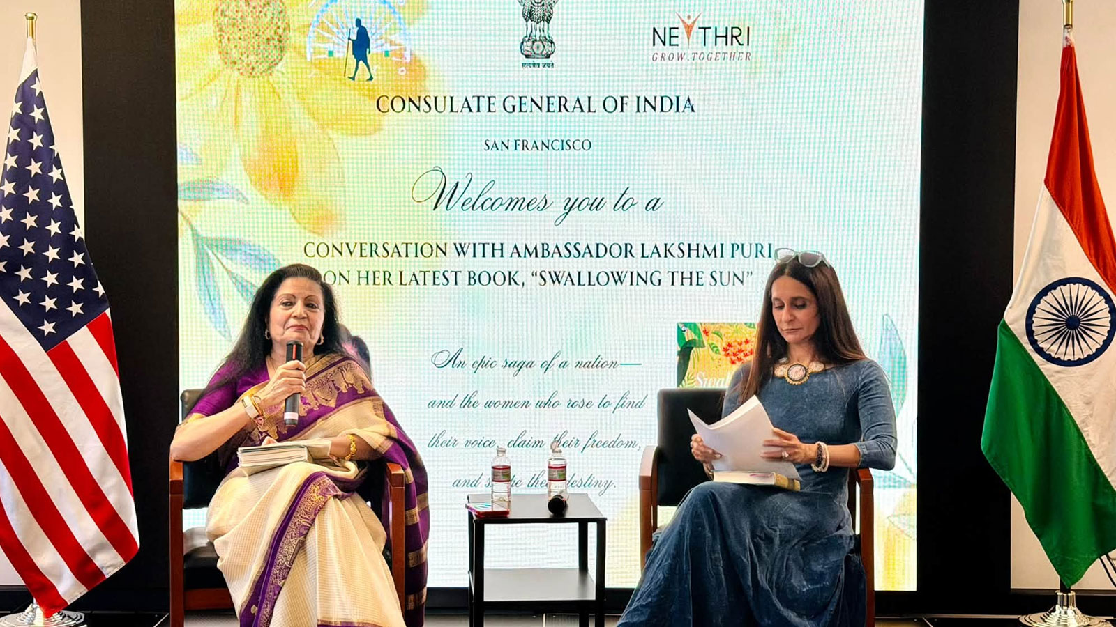 Consulate General Of India San Francisco And Neythri Host Discussion On Amb Lakshmi Puris Novel Swallowing The Sun 