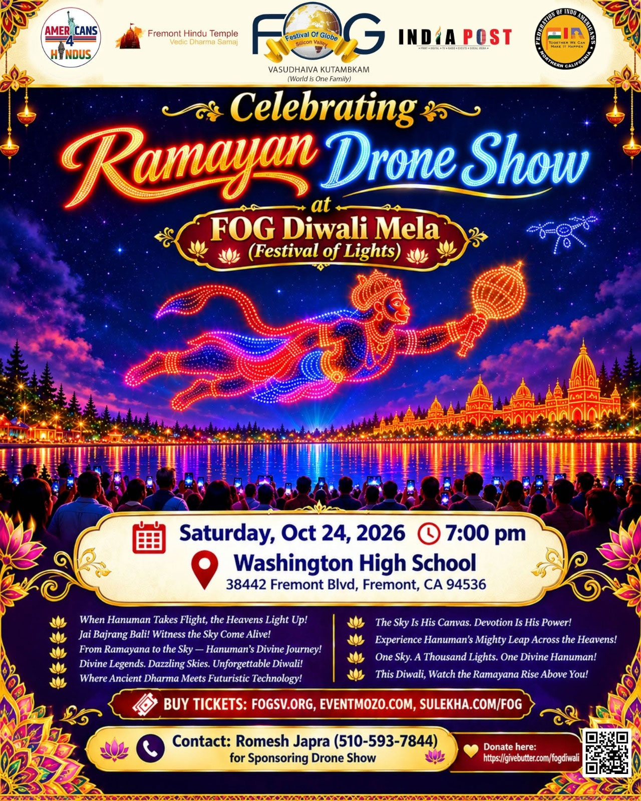 Fog Diwali Mela 2026 To Feature Bay Areas First Ever Ramayan Drone Show In Fremont 