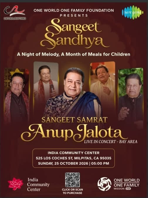 Sangeet Sandhya Musical Event With Padma Shri Anoop Jalota On October 25th In The Bay Area 